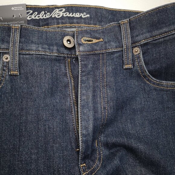 NWT Eddie Bauer Men's Size 30/30 Dark Wash Stretch Breathable Blue Jeans - Picture 10 of 15